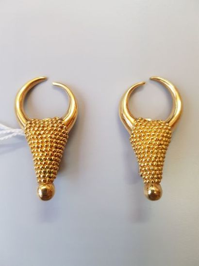 LALAOUNIS Paire de clips d'oreilles en or jaune (750/1 000e) à motifs de tête de...