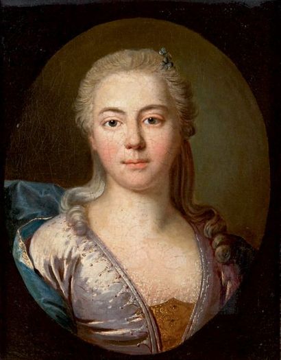 École FRANÇAISE du XVIIIe siècle, dans le goût de VAN LOO Portrait de femme dans...