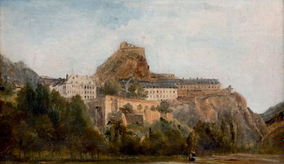Entourage de Camille COROT (1796-1875) Fort de Briançon
Huile sur papier marouflée...