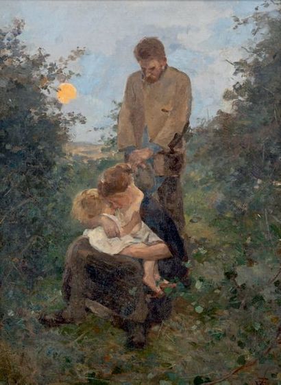Alfred ROLL (1846-1919) La prière en famille
Huile sur toile signée en bas à droite.
Toile...