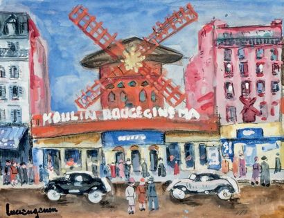 Lucien GENIN (1894-1953) Le Moulin rouge, Cinéma
Gouache signée en bas à gauche.
18...