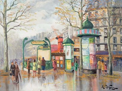 Maurice DEHOUX (XXe siècle) Le Moulin rouge
Huile sur toile signée en bas à droite...