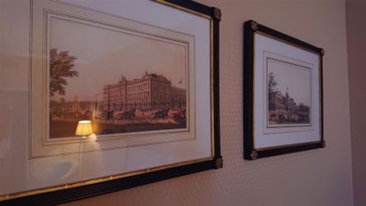 null Trois reproductions encadrées dans le goût romantique « Palais » 22 x 32 cm...