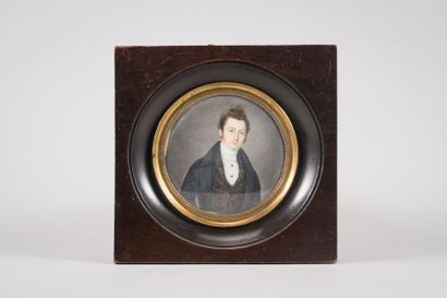 Entourage d'ISABEY (1804-1886) Portrait présumé du compositeur Auber
Miniature ronde,...