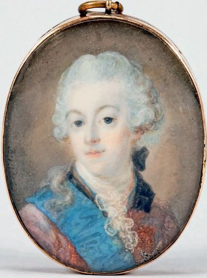 Anton Ulrik BERNDES (1757-1844) Portrait de Gustave III Miniature ovale, signée à...