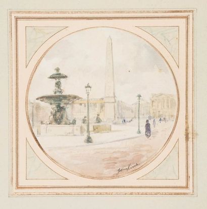 Dans le goût de Johan-Barthold JONGKIND (1819-1891) Place de la concorde
Aquarelle,...