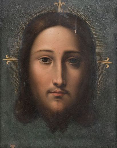 École Française du XIXe siècle Le visage du Christ
Toile marouflée sur panneau.
34...