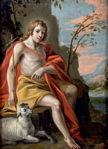 ÉCOLE FRANÇAISE vers 1640 Saint Jean-Baptiste dans le désert
Panneau de chêne, une...
