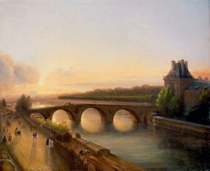 ECOLE FRANÇAISE vers 1870 Le Pont Royal
Toile.
41 x 49,5 cm