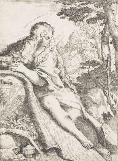 Annibale CARRACHE (1560-1609) 
Sainte Marie -Madeleine
Eau-forte, épreuve avec l'inscription...