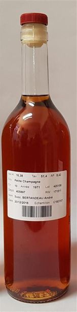 null Cognac Petite Champagne CV 10, récolte présumée 1971, AP 8,41 hl, 51,40 TAV...