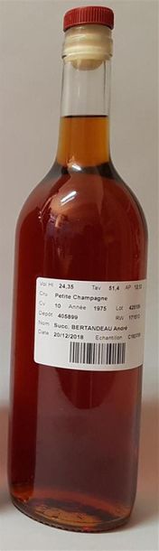 null Cognac Petite Champagne CV 10, récolte présumée 1975, AP 12,51 Hl, 51,40 TA...