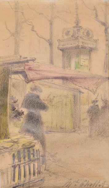 CHOLLET (XXe siècle) Scènes parisiennes
Trois dessins au crayon signés.
19,5 x 11,5...