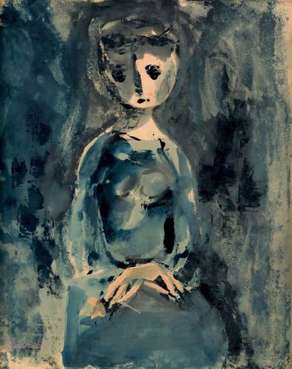 Angela CASSANELLO (1921) Portrait de jeune femme
Aquarelle sur papier marouflée sur...