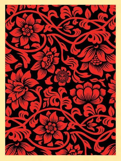 Shepard FAIREY (né en 1970) Floral Takeover (red&black)
Sérigraphie signée, datée...