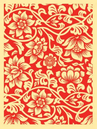 Shepard FAIREY (né en 1970) Floral Takeover (cream & red)
Sérigraphie signée, datée...