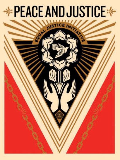 Shepard FAIREY (né en 1970) Peace and Justice Summit
Sérigraphie signée, datée et...