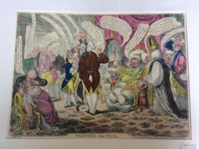 null Lot de 5 gravures Anglaise du XIXe siècle dont «la visite des médecins»
