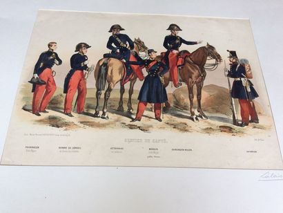 null Lot d'environ 20 gravures du XIXe siècle sur le thème militaire