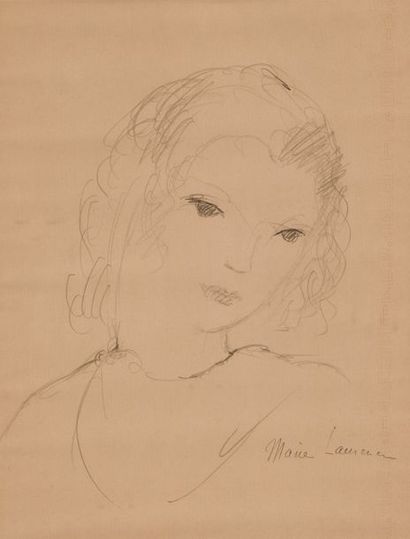 null Marie LAURENCIN (1883-1956)
Jeune fille, tête penchée.
Crayon signé en bas à...