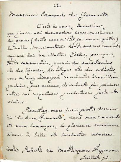 [MONTESQUIOU (R. de)] Les Chauves-Souris. Clairs-obscurs. Deuxième ouvrage carminal...