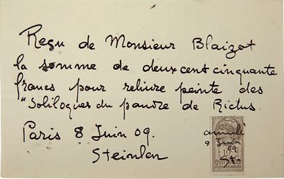 RICTUS (J.) Les Soliloques du pauvre. S. l., Chez l’auteur, 1897, in-8°, vélin, plats...
