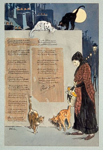 null Aquarelle originale pour «Les Vieux Chats», poésie de Raoul Gineste.
Paru dans...