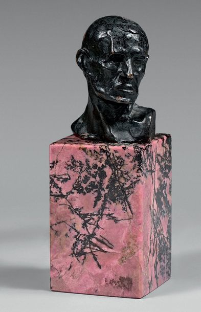 Théophile-Adolphe STEINLEN (1859-1923) 
Buste d'homme de profil
Épreuve en bronze...