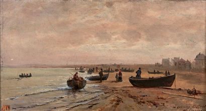 Victor Théophile TESNIERE (1820/21-1904) Saint Aubin sur mer
Huile sur toile, signée...