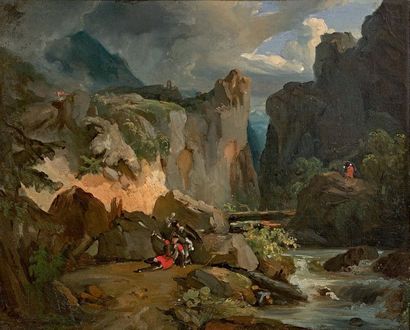 Achille Etna MICHALLON (1795-1822) La mort de Roland
Huile sur toile.
32 x 40,6 cm
OEuvres...