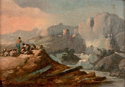 Jean PILLEMENT (1728-1808) Paysage avec troupeau et bergers
Huile sur toile, marouflée...
