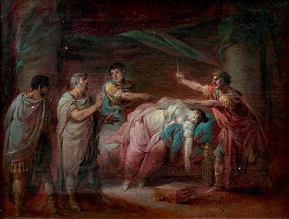 Jacques GAMELIN (1738-1803) Le suicide de Lucrèce
Huile sur toile, signée en bas...