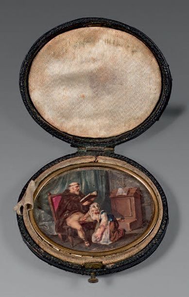 École FRANÇAISE du XVIIIe siècle La servante attentionnée
Aquarelle.
4,5 x 3,6 cm

Provenance:
-...