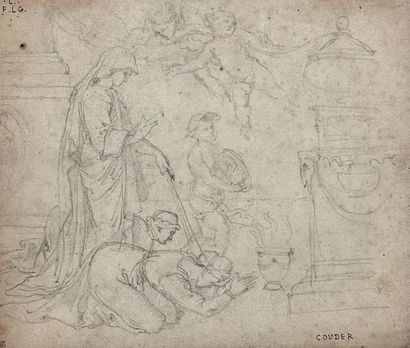 Auguste COUDER (1790-1873) Cérémonie antique
Crayon noir, annoté «Couder» en bas...