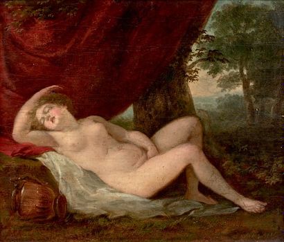 Attribué à Jacques-Antoine VALLIN (1760-1831) La dormeuse
Huile sur panneau.
16,2...