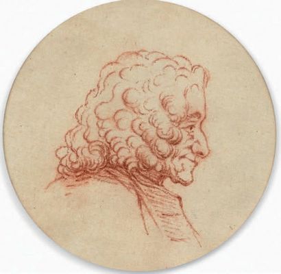 Attribué à Joseph VERNET (1714-1789) Portrait de Voltaire vu de profil
Sanguine,...