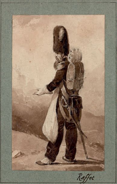 Auguste RAFFET (1804-1860) Sapeur de la Garde
Lavis de sépia.
13 x 8 cm

Provenance:...