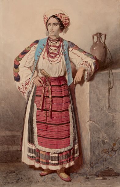 Théodore VALERIO (1819-1879) Femme croate
Aquarelle signée et datée 1852 en bas à...