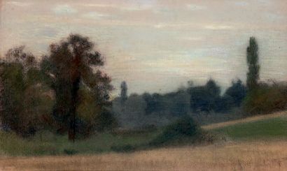 Joseph DELATTRE (1858-1912) Paysage à la tombée du jour
Pastel, porte une trace de...
