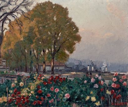 Narcisse GUILBERT (1878 -1942) Jardin à Croisset, effet d'automne
Huile sur toile,...