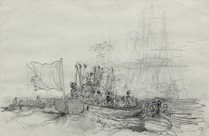 Charles MOZIN (1806-1862) Transbordement des cendres de Napoléon, en rade de Cherbourg
Dessin...