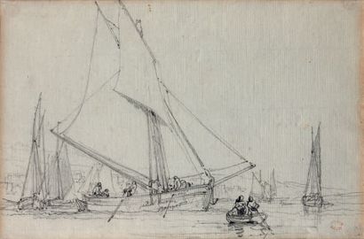 Charles MOZIN (1806-1862) Le départ pour la pêche
Dessin au crayon noir, porte le...