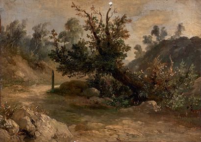 Jacques CHAMPIN (1796-1860) Forêt de Fontainebleau
Huile sur papier marouflé sur...