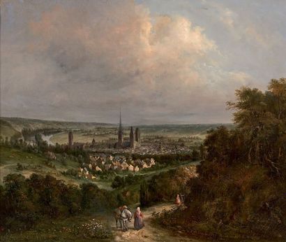 L. E. VASSELIN (XIXe siècle) Vue panoramique de Rouen, 1837
Huile sur toile, signée...