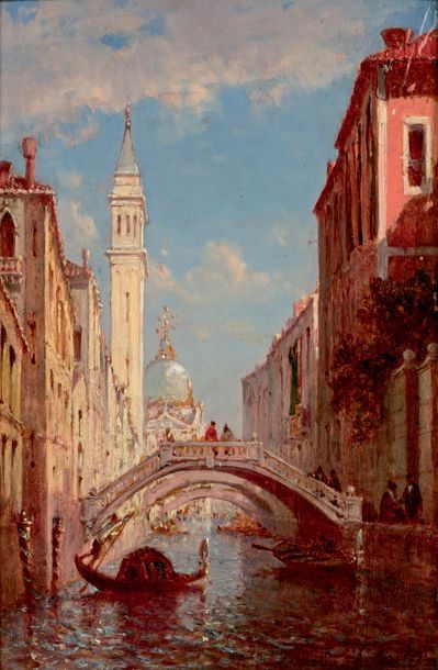 Amédée ROSIER (1831-1898) Venise, la Salute vue d'un canal
Deux huiles sur panneau...
