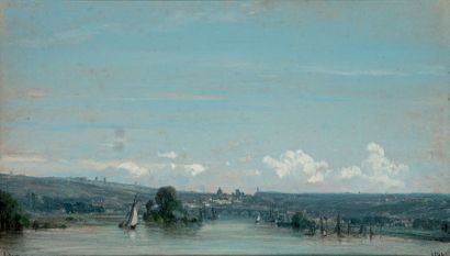 Camille FLERS (1802 - 1868) Voile blanche sur la Seine, 1846
Pastel, signé en bas...