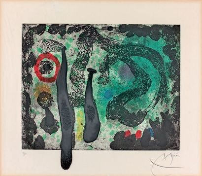 Joan Miro Le jardin de mousse, 1968
Aquatinte au carborundum, bonnes marges (Dupin...