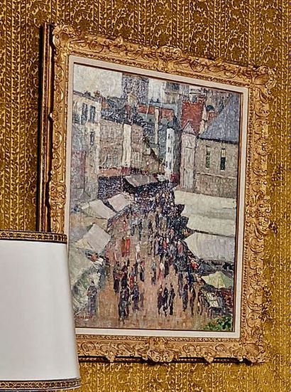 Narcisse GUILBERT (1878-1942) 
Rouen, rue de l'Épicerie
Huile sur toile, signée en...