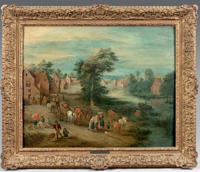 Attribué à Théobald MICHAUD (1676-1755) 
Scènes paysannes: Le retour du marché et...