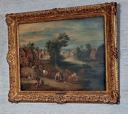 Attribué à Théobald MICHAUD (1676-1755) 
Scènes paysannes: Le retour du marché et...